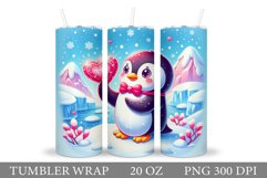 Valentines Penguin Tumbler. Valentines Tumbler Sublimation Product Image 1