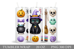 Cute Halloween Cat Tumbler. Halloween Tumbler Sublimation Product Image 1