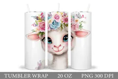 Cute Lamb Tumbler Design. Lamb Spring Tumbler Sublimation Product Image 1