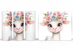 Cute Lamb Tumbler Design. Lamb Spring Tumbler Sublimation Product Image 2