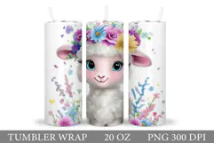 Cute Lamb Tumbler Design. Lamb Spring Tumbler Sublimation Product Image 1
