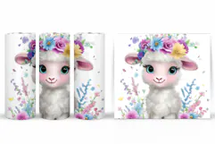 Cute Lamb Tumbler Design. Lamb Spring Tumbler Sublimation Product Image 2