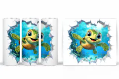 Turtle Tumbler Wrap Design. Turtle Tumbler Wrap Sublimation Product Image 2