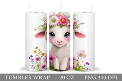 Cute Lamb Tumbler Design. Lamb Spring Tumbler Sublimation Product Image 1