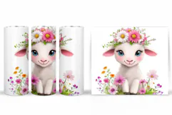 Cute Lamb Tumbler Design. Lamb Spring Tumbler Sublimation Product Image 2