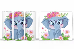Cute Elephant Tumbler Design. Cute Elephant Sublimation Product Image 2