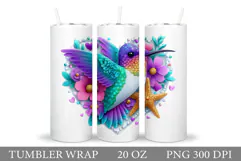 Cute Hummingbird Tumbler Design. Hummingbird Sublimation Product Image 1
