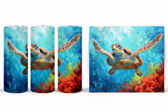Turtle Tumbler Wrap Design. Turtle Tumbler Wrap Sublimation Product Image 2
