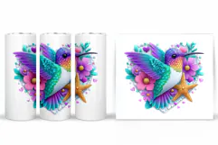 Cute Hummingbird Tumbler Design. Hummingbird Sublimation Product Image 2