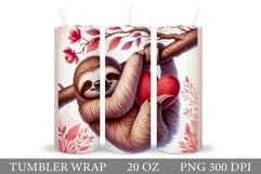 Valentines Sloth Tumbler. Valentines Tumbler Sublimation Product Image 1