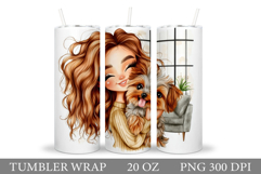 Girl and Dog Tumbler Design. Cute Dog Sublimation Product Image 1