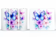 Butterflies Tumbler Design. Butterflies Sublimation Product Image 2
