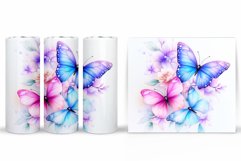 Butterflies Tumbler Sublimation. Flowers Tumbler Wrap Design Product Image 2