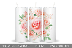 Roses Tumbler Design. Flowers Tumbler Sublimation Product Image 1