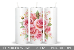 Roses Tumbler Design. Flowers Tumbler Sublimation Product Image 1