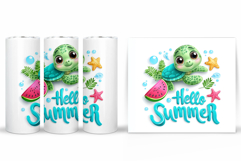 Cute Turtle Tumbler Design. Summer Tumbler Sublimation Product Image 2