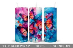 Butterfly Tumbler Design. Flowers Tumbler Sublimation Product Image 1