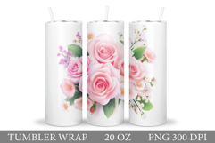 Roses Tumbler Design. Flowers Tumbler Sublimation Product Image 1