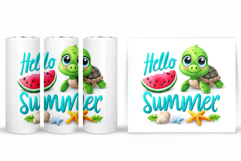 Cute Turtle Tumbler Design. Summer Tumbler Sublimation Product Image 2