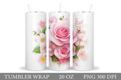 Roses Tumbler Design. Flowers Tumbler Sublimation Product Image 1