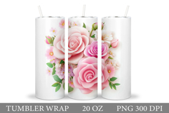 Roses Tumbler Design. Flowers Tumbler Sublimation Product Image 1