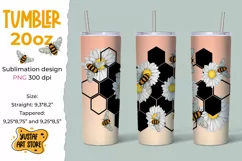 Skinny Tumbler 20oz sublimation wrap Bee and chamomile,honey Product Image 1