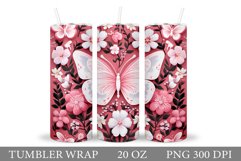 Butterfly Flowers Tumbler. Butterfly Tumbler Sublimation Product Image 1