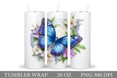 Butterfly Tumbler Sublimation. Flowers Tumbler Design Product Image 1