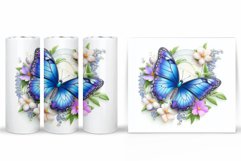 Butterfly Tumbler Sublimation. Flowers Tumbler Design Product Image 2