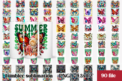 Butterfly flower tumbler PNG bundle | Summer vibes tumbler Product Image 1