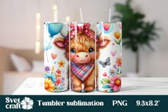 Baby cow flower farm tumbler sublimation design Product Image 1