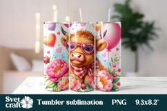 Cow bandana flower farm Valentines tumbler PNG design Product Image 1