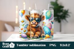 Cow flower Easter eggs farm tumbler sublimation PNG Product Image 1