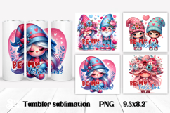 Cute gnome tumbler flower sublimation | Valentines tumbler Product Image 1