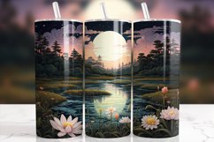 Tranquil Dusk: Lotus Blooms Tumbler Wrap Design Product Image 1