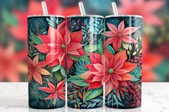 Vivid Poinsettia Floral Burst Botanical Tumbler Wrap Product Image 1