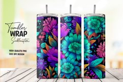 Neon flower tumbler wrap sublimation Product Image 1