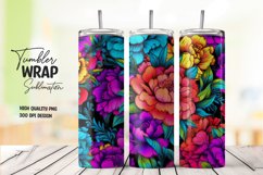 Neon flower tumbler wrap sublimation Product Image 1
