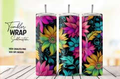 Neon flower tumbler wrap sublimation Product Image 1