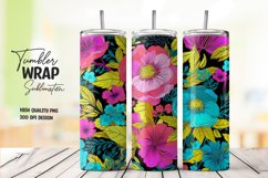 Neon flower tumbler wrap sublimation Product Image 1