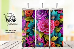 Neon flower tumbler wrap sublimation Product Image 1