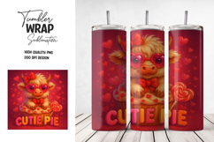 Valentine Cow Tumbler Wrap Sublimation PNG Product Image 1