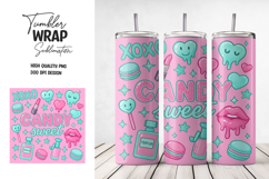 Candy Sweet Pink Aesthetic Tumbler Wrap PNG Product Image 1