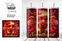 Valentine Cow Tumbler Wrap Sublimation PNG Product Image 1