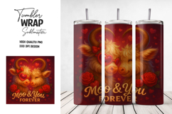 Valentine Cow Tumbler Wrap Sublimation PNG Product Image 1