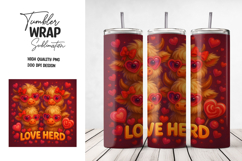 Valentine Cow Tumbler Wrap Sublimation PNG Product Image 1