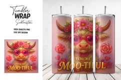 Valentine Cow Tumbler Wrap Sublimation PNG Product Image 1