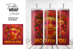 Valentine Cow Tumbler Wrap Sublimation PNG Product Image 1