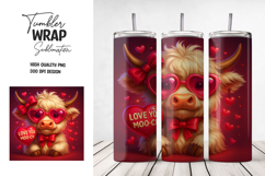 Valentine Cow Tumbler Wrap Sublimation PNG Product Image 1