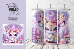Magical Pastel Deer Tumbler Wrap Sublimation Design Product Image 1